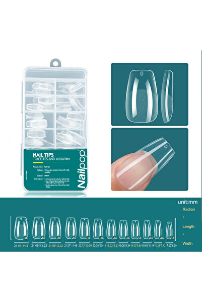Choice11 أظافر صناعية ناعمة من الأكريليك طراز Coffin 004 Nailpop، أطراف جل نا...