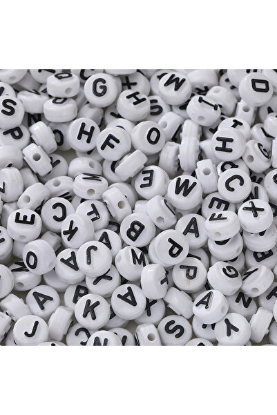Choice7 White-black 30pcs 6*10mm Mixed Acrylic Letter Beads Round Spacer Loos...