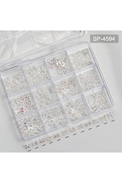 Choice4 SP 4594 【TG16】12Grids/Case DIY Resin Ribbon Nail Charms 3D Mixed Bowk...