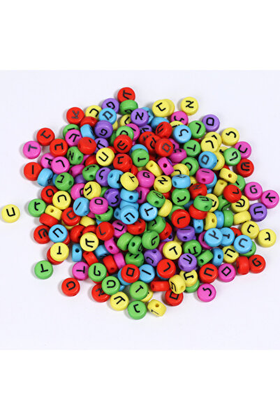 Choice C07835 100pcs 7mm Mixed Hebrew Letter Beads Flat Alphabet Acrylic Spac...