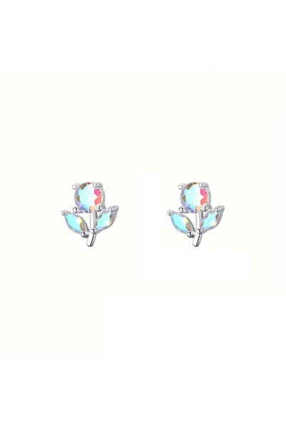 Choice Silvery Fruit Bubble Colorful Zircon Flower Earrings Women's Fashion P...