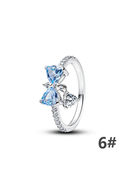 Choice6 AMR064-6 Luxury Heart Bow Pendent Necklace 925 Silver Golden Diamond ...