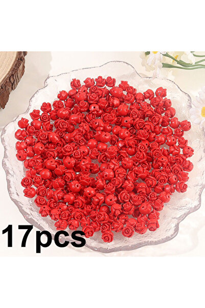choice2 17 قطعة خرز فاصل على شكل وردة من الراتنج الأحمر، إكسسوارات مجوهرات يد...