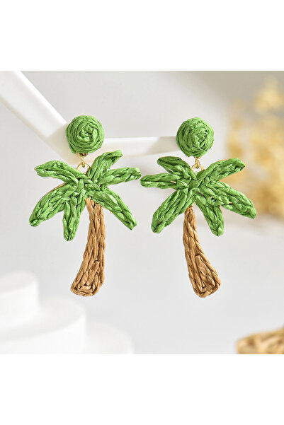 Choice6 Green Bohemia Trendy Sweet Raffia Tree Drop Earrings for Women Stylis...