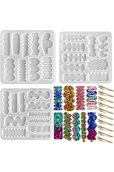 Choice M 13Pcs 13 Pieces, 3 Sets of Silicone Hairpin Molds & 10 Duckbill Hair...