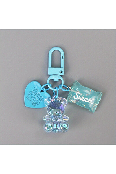 Choice blue Cartoon Bling Heart Bear Animal Candy Keychain Key Ring For Frien...