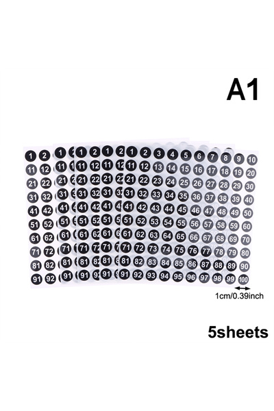 Choice1 A1 5 Sheets Number Stickers 1-100 Label Number Sticker For Diy Craft ...
