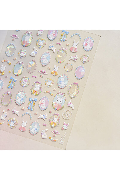 Choice9 1pcs Flower Butterfly Little Rabbit Nails Decorations Stickers 5D Lux...