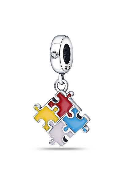 Choice PAC161 Original 925 Sterling Silver Charm Beads Color Puzzle Series Da...