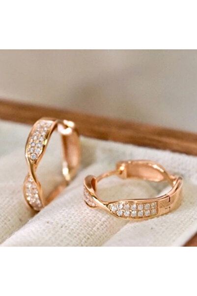 Choice أقراط حلقية أنيقة T013 مرصعة بالزركونيا الاصطناعية بتصميم ملتوي للنساء...