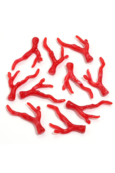 Choice3 Red 20pcs/lot Imitation Coral Acrylic Beads Colorful Tree Branch Shap...