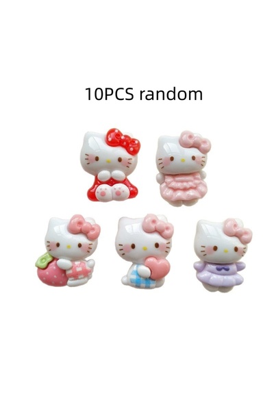 Choice 10PCS random 10/100PCS Cartoon bow cat resin jewelry accessories handm...
