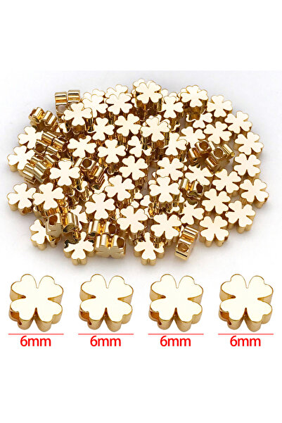 Choice1 6mm Color 2 10pcs 18K Real Gold Plated Brass Beads, Four Leaf Clover ...