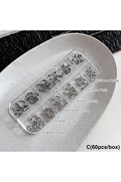 Choice1 30 قطعة/صندوق، 6 خانات، زينة أظافر معدنية ثلاثية الأبعاد بتصميم بانك،...