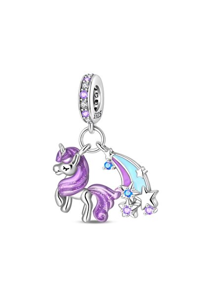 Choice7 PAC1562 Dreamy 925 Sterling Silver Pink Unicorn Mount Rocking Charm F...