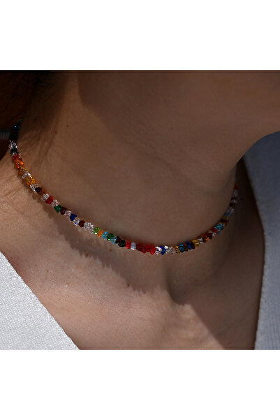 Choice6 قلادة متعددة الألوان من الكريستال اللامع على شكل مثلث 4 مم، خرز زجاجي...