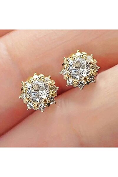 Choice1 E3886 Huitan Sparkling Flower Design Women Stud Earrings Full Cubic Z...