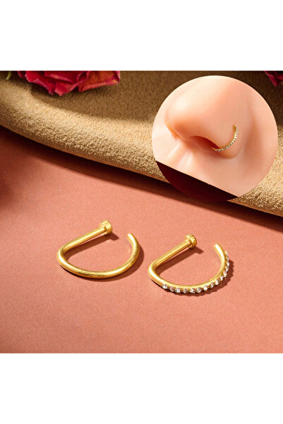 Choice3 حلقات وأقراط أنف هندسية الشكل 18G 1.0x10mm، قطعتان-B، مجموعة حلقات أن...