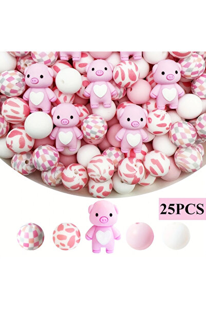Choice11 25PCS-set 1 25PCS pig/animal silicone bead set, perfect for DIY hand...