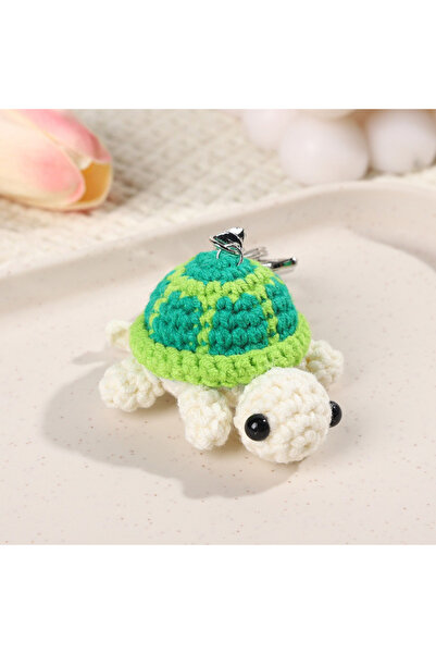 Choice3 green 1pc Adorable Turtle Keychain, Handmade Crocheted Miniature Turt...