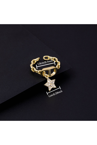 Choice Star Trendy Star Diamond Letter CD Ring for Women Adjustable Open Desi...