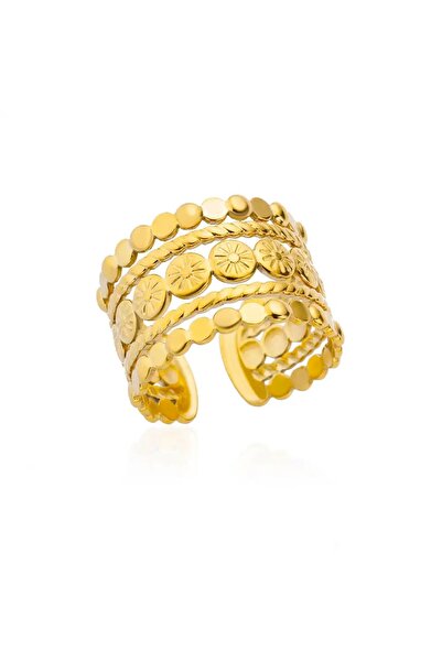 Choice1 5 Multilayer Flower Rings For Women Stainless Steel Gold Color Geomet...