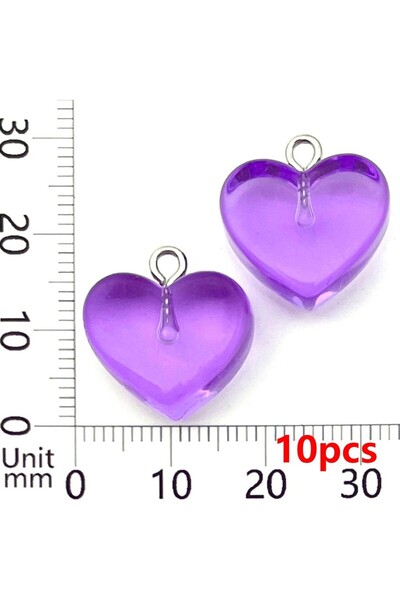 Choice5 Color 8 10pcs 17*18mm Colorful Transparent Hearts Charms Resin 3D Pen...