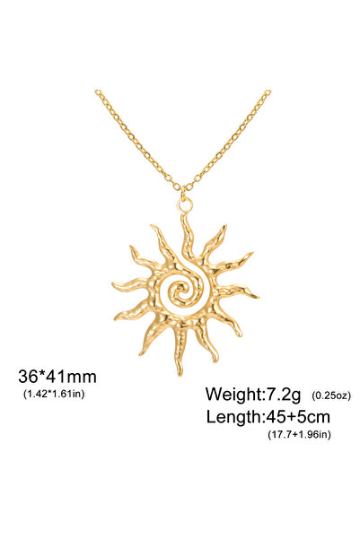 Choice1 45-50cm gold color Spiral Sun Pendant Necklace For Woman Gold Color S...