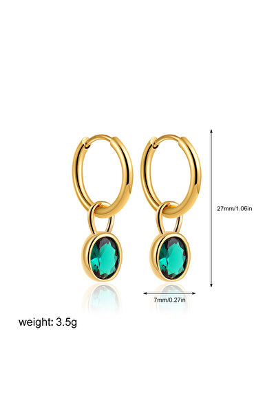 Choice Green Multicolour Oval CZ Zircon Drop Earrings for Women Gold Plated S...