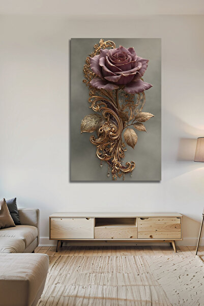 B&G DESIGN Tablou decorativ modern din sticlă cu aspect 3D, design de trandaf...