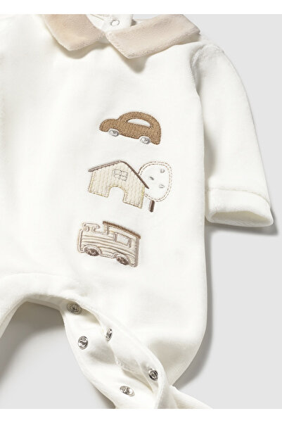 MAYORAL Newborn Boy Car Patterned Velvet Jumpsuit
