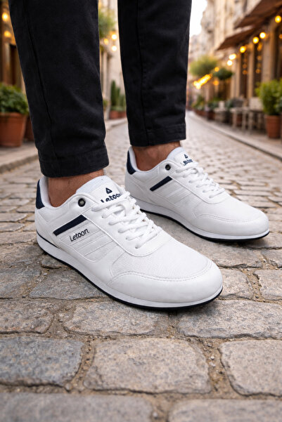LETOON Ανδρικά λευκά αναπνέοντα άνετα αθλητικά παπούτσια καθημερινής χρήσης