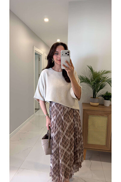 BİRCANÇİL Kontre Beige Lace Detailed Knitwear