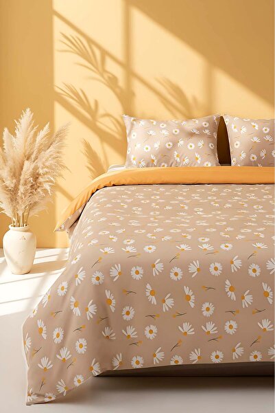 Rivaİstanbul Σετ Παπλωματοθήκης Vizon Papatya Διπλό Βαμβακερό