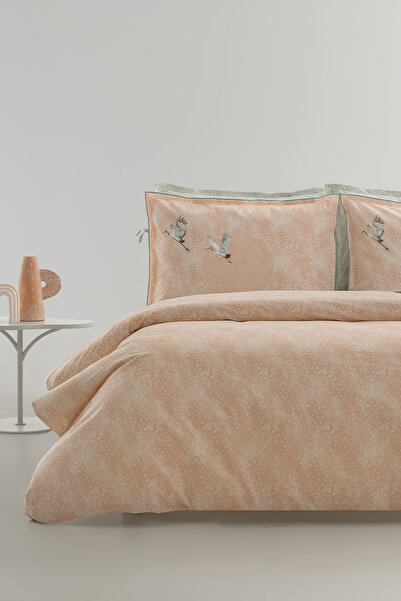 Yataş Allida 100% Cotton King Size Ranforce Duvet Cover Set - Salmon