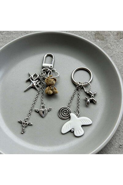 Choice 03 Y2K Korean Cute Balloon Dog Peace Dove Keychain for Women Girls Pun...