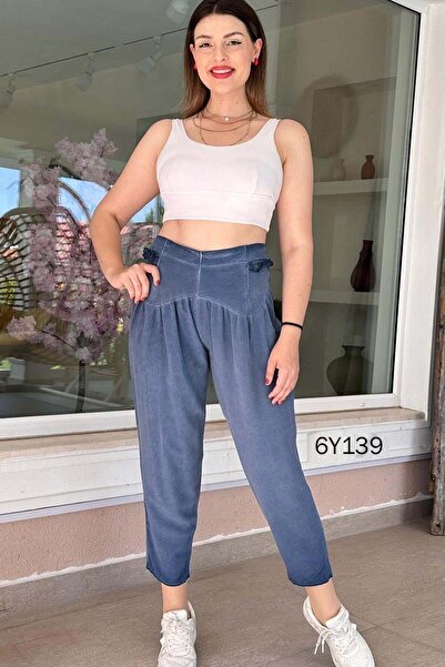 İnce Topuk Elastic Waist Casual Harem Pants 6Y139