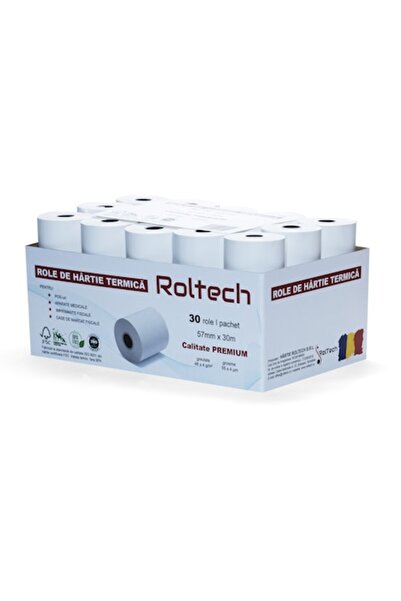 ROLTECH Rolă de hârtie termică, 57mm x 30m, Fără BPA