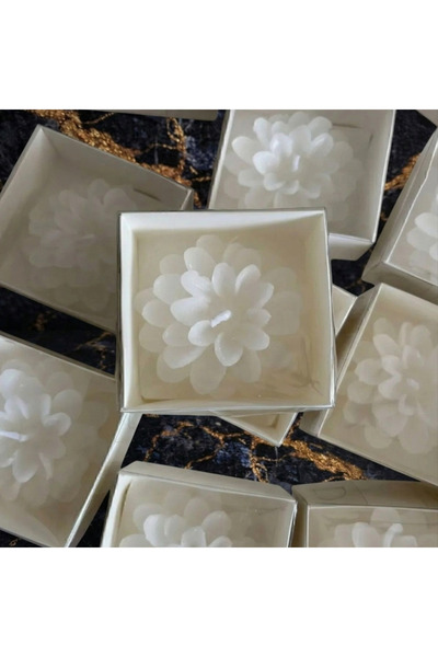 Dekor Çarşısı 15 Adet Kraft Kutulu Lotus Çiçeği Mum, Hediyelik, Nişan, Düğün,...