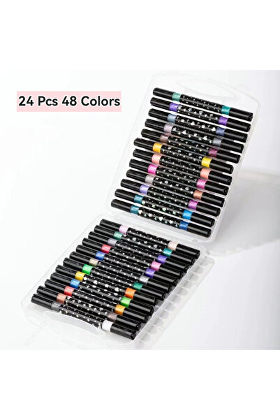 Choice4 24 Pcs(48 Colors) 24/48/72/96 Colors Dual Brush Tip Glitter Art Marke...
