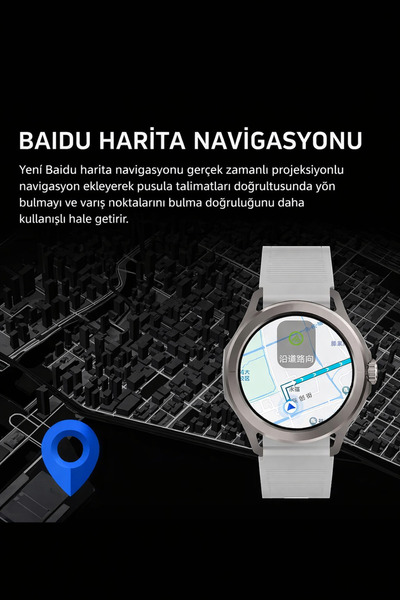 mobixom Akıllı Saat GPS Navigasyonlu Baidu Harita Destekli Bluetooth Arama Android & iOS Uyumlu Smart Watch