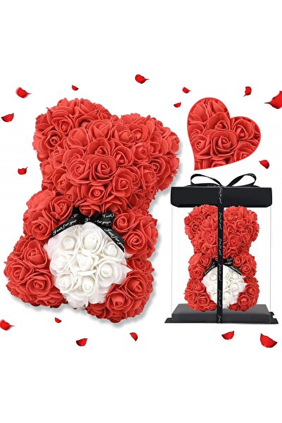 OEM Atrafen rose bear, red/white, 25 cm