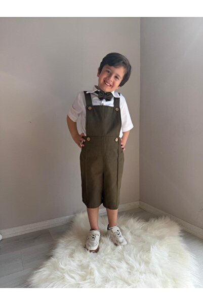ykr design Yazlık Şortlu Bahçıvan Erkek Bebek Tulum