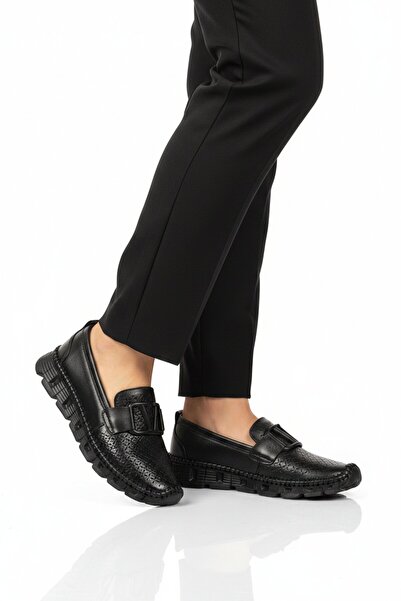 Aspor Black genuine leather women's casual shoes