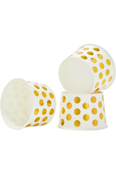 Blue Panda Set de 50 de cupe de înghețată, din hârtie, alb/auriu, 8,9 x 5,6 cm, 237 ml