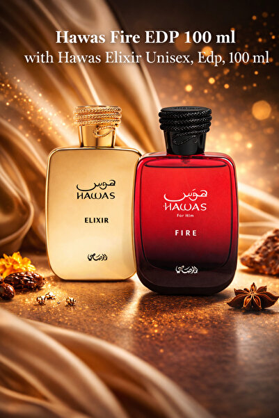 Rasasi Hawas Fire EDP 100 ml for Him and Hawas Elixir Unisex EDP 100 ml – Per...