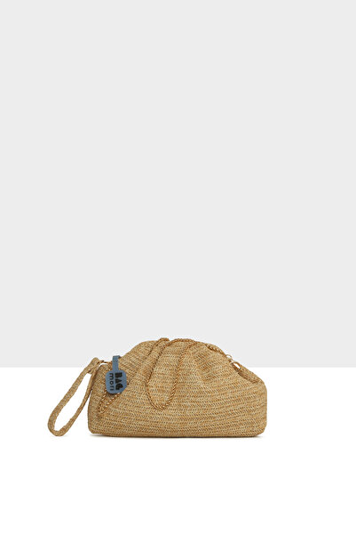 Bagmori Κρεμ Γυναικεία Πλισέ Ψάθινη Τσάντα M000008725