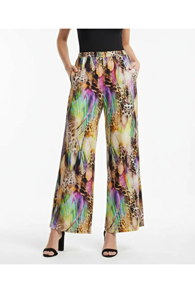 Sierra otantik Colorful Patterned Modal Fabric Elastic Wide Leg Pants