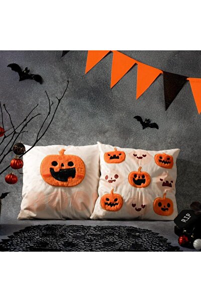 DN DECONATION Σετ 2 Διακοσμητικών Μαξιλαροθηκών Halloween 18 ιντσών, Κολοκύθα...