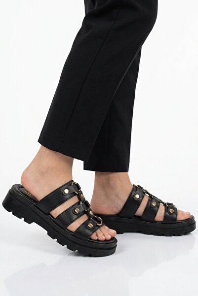Aspor Black Women's Flat Slippers